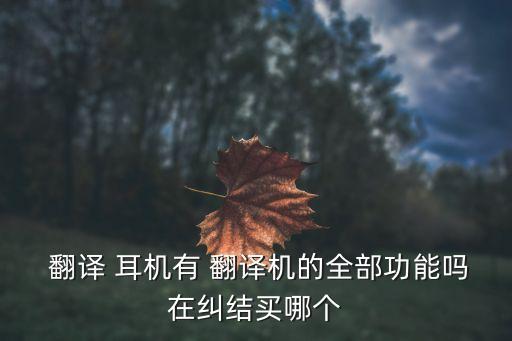  翻译 耳机有 翻译机的全部功能吗在纠结买哪个