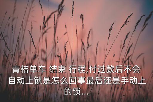 青桔单车 结束 行程,付过款后不会 自动上锁是怎么回事最后还是手动上的锁...