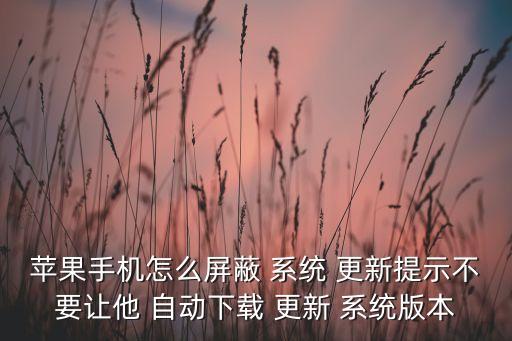 苹果手机怎么屏蔽 系统 更新提示不要让他 自动下载 更新 系统版本