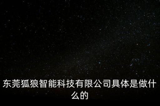 东莞狐狼智能科技有限公司具体是做什么的