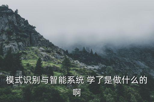 模式识别与智能系统 学了是做什么的啊