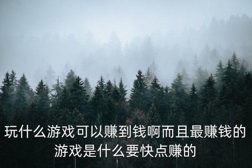 玩什么游戏可以赚到钱啊而且最赚钱的游戏是什么要快点赚的