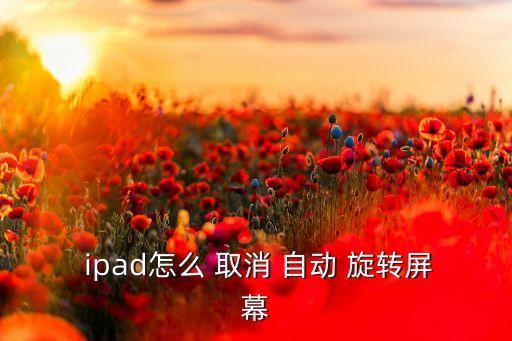  ipad怎么 取消 自动 旋转屏幕