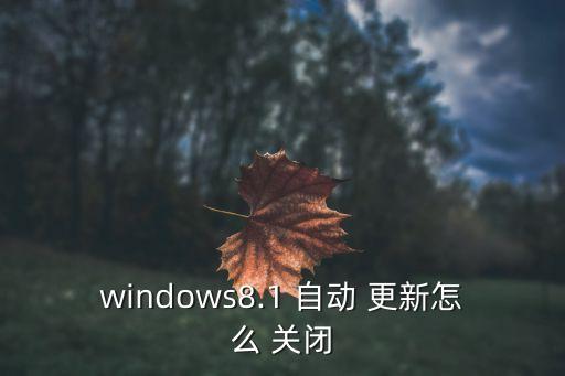 windows8.1 自动 更新怎么 关闭