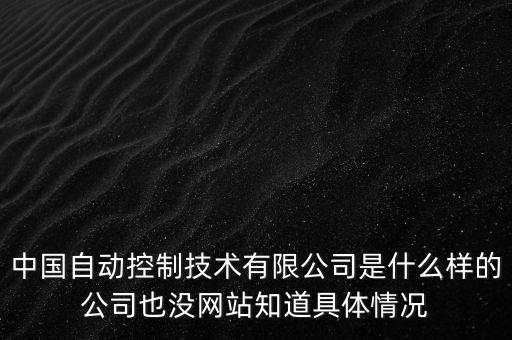 中国自动控制技术有限公司是什么样的公司也没网站知道具体情况