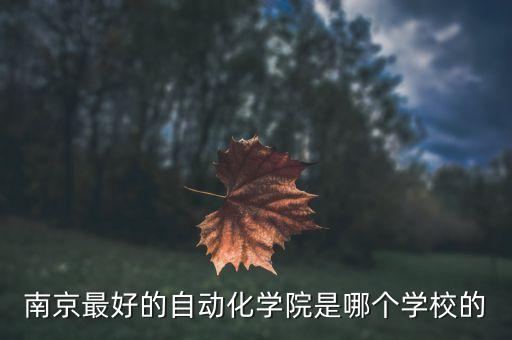 南京最好的自动化学院是哪个学校的