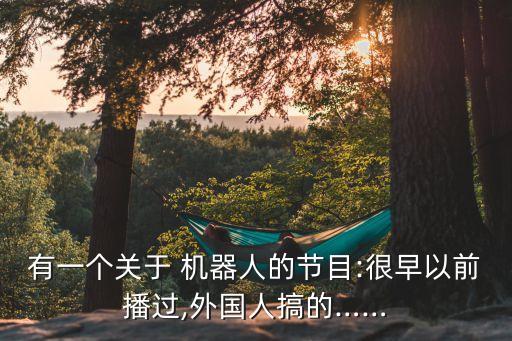 有一个关于 机器人的节目:很早以前播过,外国人搞的……