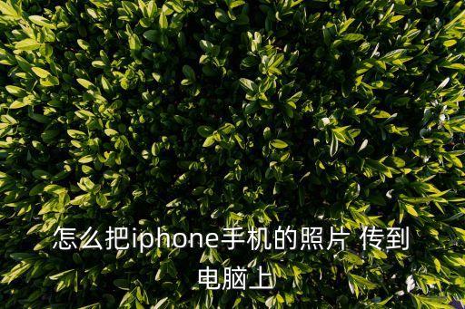 怎么把iphone手机的照片 传到 电脑上