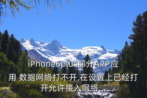 iphone6plus部分app应用 数据网络打不开,在设置上已经打开允许接入网络...