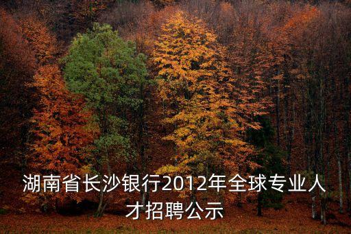 湖南省长沙银行2012年全球专业pg电子游戏试玩平台网站的人才招聘公示