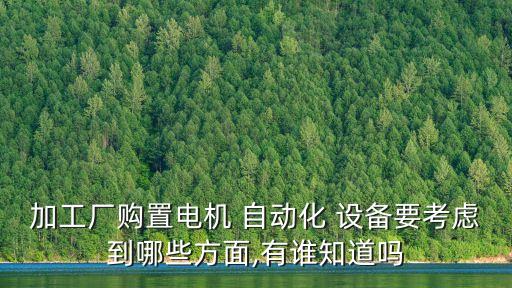 加工厂购置电机 自动化 设备要考虑到哪些方面,有谁知道吗