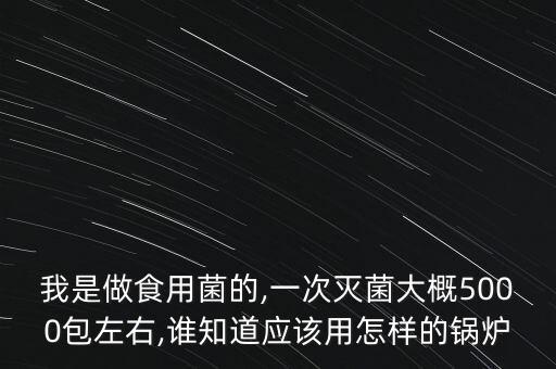 我是做食用菌的,一次灭菌大概5000包左右,谁知道应该用怎样的锅炉