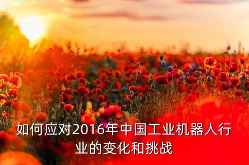 如何应对2016年中国工业机器人行业的变化和挑战