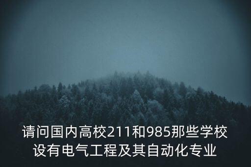 请问国内高校211和985那些学校设有电气工程及其自动化专业