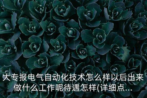 大专报电气自动化技术怎么样以后出来做什么工作呢待遇怎样(详细点...