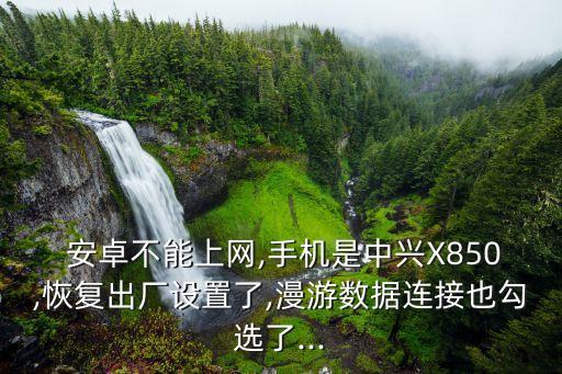  安卓不能上网,手机是中兴x850,恢复出厂设置了,漫游数据连接也勾选了...