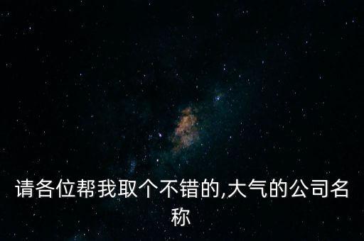 请各位帮我取个不错的,大气的公司名称