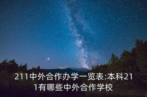 211中外合作办学一览表:本科211有哪些中外合作学校