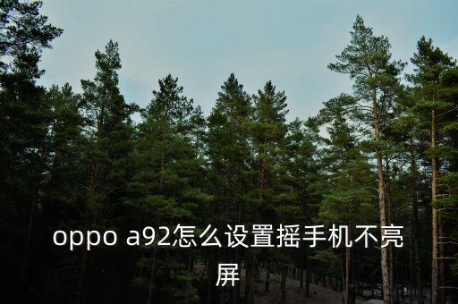 oppo a92怎么设置摇手机不亮屏