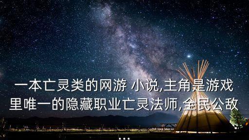 一本亡灵类的网游 小说,主角是游戏里唯一的隐藏职业亡灵法师,全民公敌...