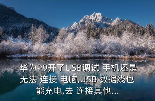  华为p9开了usb调试 手机还是无法 连接 电脑,usb 数据线也能充电,去 连接其他...