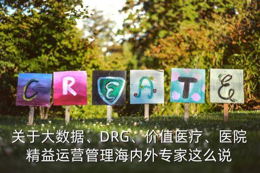 关于大数据、drg、价值医疗、医院精益运营管理海内外专家这么说