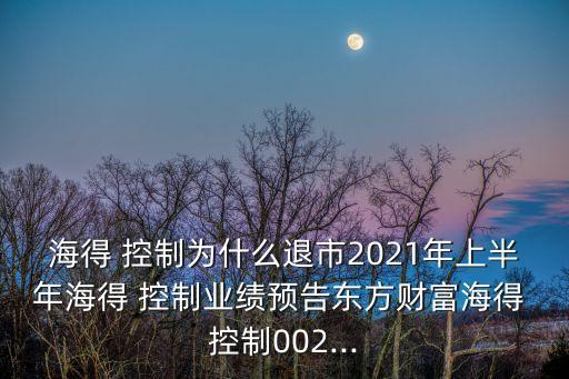 海得 控制为什么退市2021年上半年海得 控制业绩预告东方财富海得 控制002...