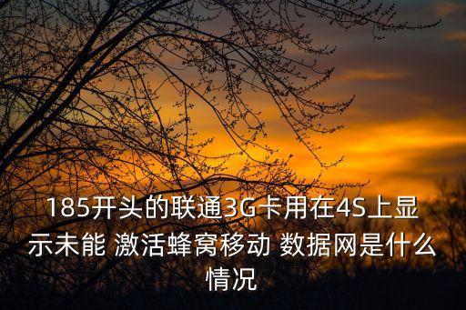 185开头的联通3g卡用在4s上显示未能 激活蜂窝移动 数据网是什么情况