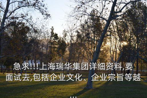 急求!!!上海瑞华集团详细资料,要面试去,包括pg电子游戏试玩平台网站的文化、企业宗旨等越...