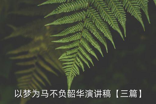 以梦为马不负韶华演讲稿【三篇】