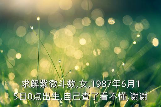 求解紫微斗数,女,1987年6月15日0点出生,自己查了看不懂,谢谢