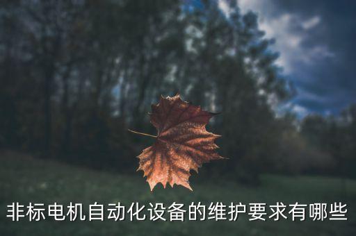 非标电机自动化设备的维护要求有哪些