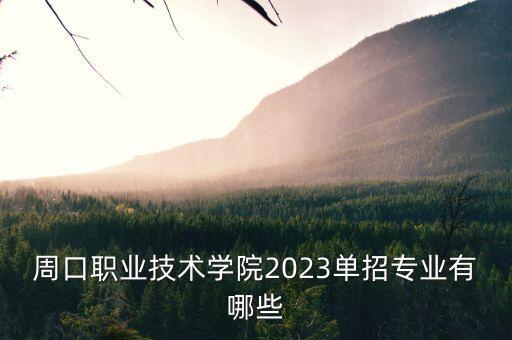 周口职业技术学院2023单招专业有哪些