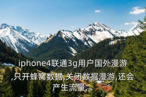 iphone4联通3g用户国外漫游,只开蜂窝数据,关闭数据漫游,还会产生流量...