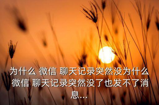 为什么 微信 聊天记录突然没为什么 微信 聊天记录突然没了也发不了消息...