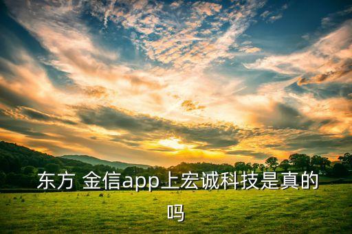  东方 金信app上宏诚科技是真的吗