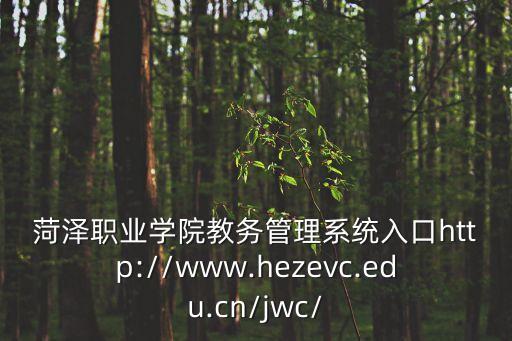 菏泽职业学院教务管理系统入口http://www.hezevc.edu.cn/jwc/