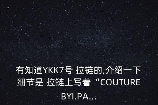 有知道ykk7号 拉链的,介绍一下细节是 拉链上写着“couturebyi.pa...