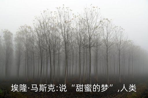 埃隆·马斯克:说“甜蜜的梦”,人类