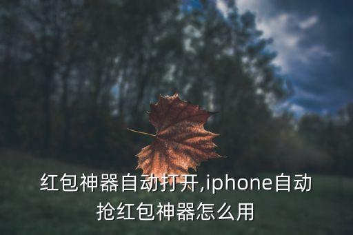 红包神器自动打开,iphone自动抢红包神器怎么用