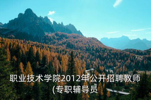 职业技术学院2012年公开招聘教师(专职辅导员