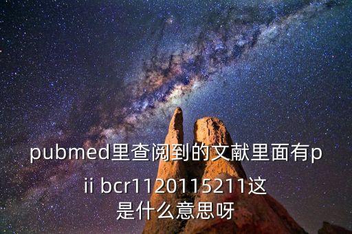 pubmed里查阅到的文献里面有pii bcr1120115211这是什么意思呀