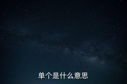 单个是什么意思